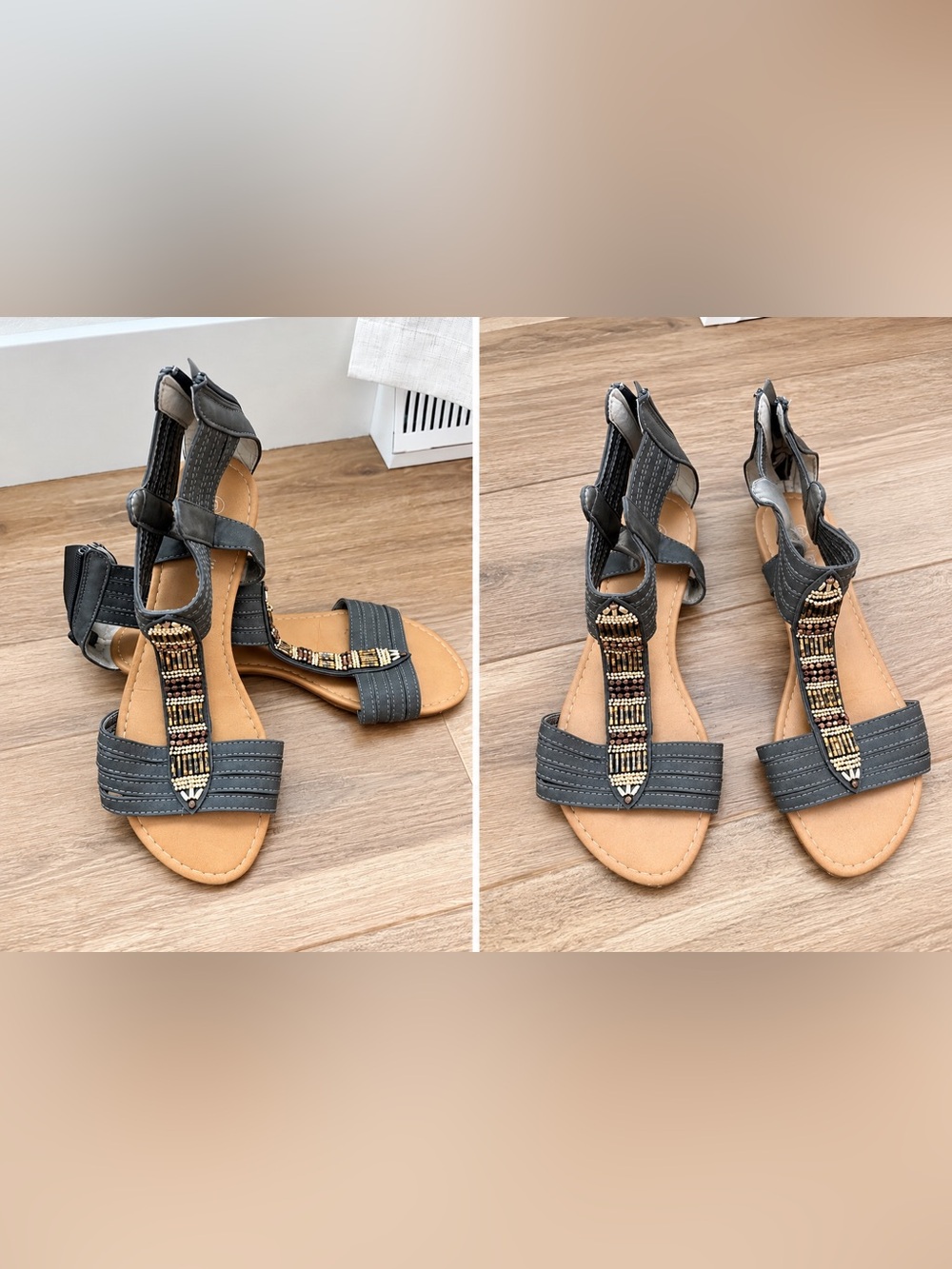 Beaded T‑Strap Women's Sandals